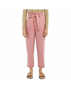 Льняные брюки с поясом-мешочком в нежно-розовом цвете Scotch&soda