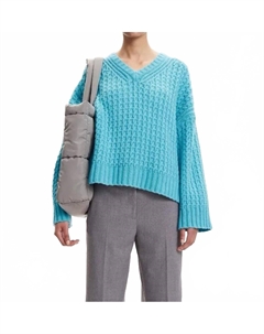 Свитер с V-образным вырезом в цвете Мауи Блю, синий Samsoe