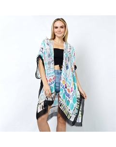 Кимоно-пончо с абстрактным принтом, черный Truedames