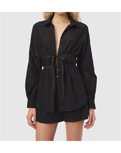 Топ Stefania с кружевными вставками и завязками на талии в черном цвете Cami nyc