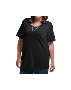 Футболка с U-образным вырезом и коротким рукавом - Plus, черная On the plus side