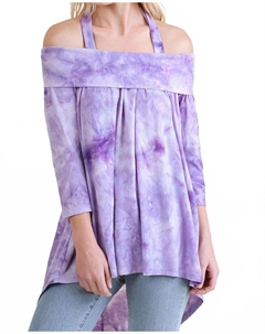 Фиолетовая туника с эффектом тай-дай и асимметричным подолом на бретелях Umgee