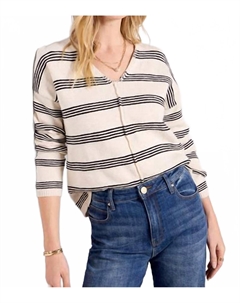 Легкий свитер с V-образным вырезом в светло-бежевом цвете Sanctuary