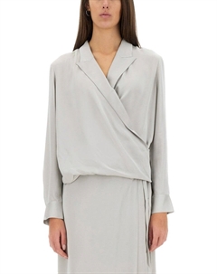 Шелковая рубашка с запахом, серый Theory