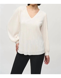 Белая плиссированная блузка с V-образным вырезом Joseph ribkoff