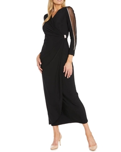 Длинное вечернее платье в стиле фальш-рап в черном цвете R&m richards