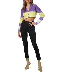 Лиловый укороченный кардиган в технике тай-дай Msgm