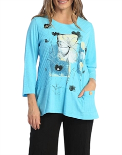 Контрастная туника Love Story Mineral Washed цвета морской волны, Aqua Jess & jane