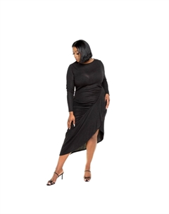 Асимметрительное платье-свитер с каскадной оборкой, черный Truedames