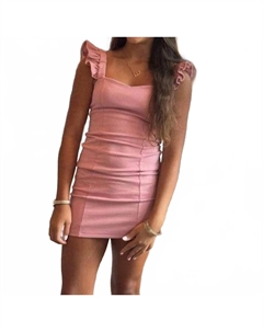 Платье с рюшами на бретелях в розовом цвете If so