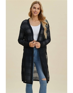 Полноразмерный длинный кардиган с открытой передней частью, черный Truedames