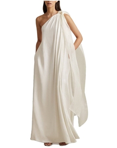 Athena Льняной Миди-платье с Бантом и Одним Плечом, белый Reiss