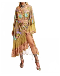 Оливковое платье макси с цветочным принтом Aratta