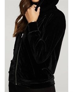 Вельветовая худи на молнии с длинным рукавом в черном цвете Chaser