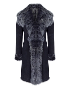 Длинное замшевое пальто из тосканской овчины, черный Truclothing