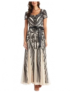 Платье Sequince с поясом в цвете шампань/черный R&m richards