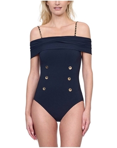 Слитный купальник с открытыми плечами, черный Gottex