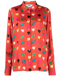 Рубашка с узором «Сердце», красный Msgm