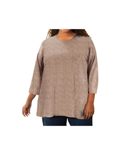 Туника Lisse с рукавом 3/4 и боковыми вставками - плюс, цвет меланжевый яичный ликер, красный On the plus side