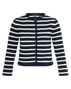 Синий/белый полосатый хлопковый кардиган Theory