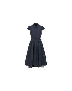 Платье с короткими рукавами женское темно-синее Dior