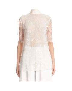 Белая полупрозрачная туника с цветочным кружевом Adam lippes