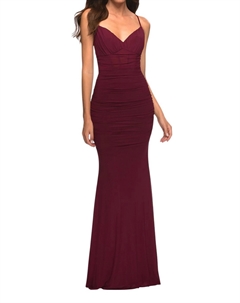 Сетчатое платье с корсетным лифом в темно-ягодном оттенке для выпускного, Dark Berry La femme