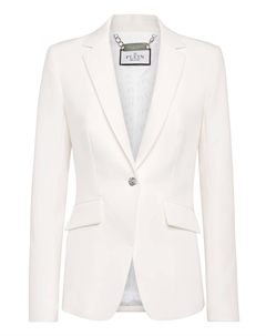 Приталенный кади-блейзер с длинным рукавом и черепом, белый Philipp plein