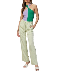 Двухцветный боди на запах с лиловым и темно-зеленым Msgm