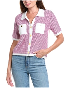 Свитер кардиган St John Vichy Knit, белый St. john