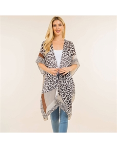 Легкий леопардовый кимоно-пончо с открытым передом Truedames