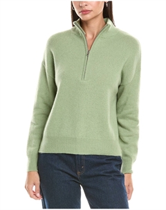Кашемировый пуловер с молнией на четверть, зеленый The cashmere project