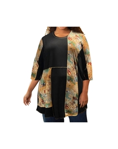 Туника с принтом и рукавом 3/4 - Plus In Dry Roses On the plus side