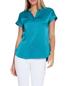 Блузка с V-образным вырезом в бирюзовом порошковом оттенке Lysse