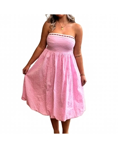 Солен платье миди с ажурными вставками в розовом цвете Polagram