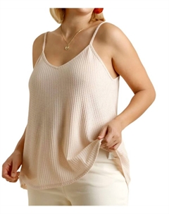 Вязаный майка-борцовка с V-образным вырезом в натуральном цвете Umgee