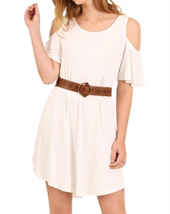 Платье с рукавами-бабочками и эффектом холодного плеча в кремовом цвете Umgee