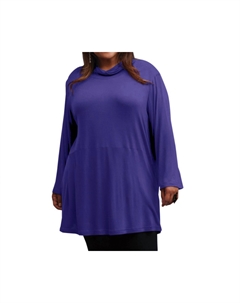 Туника с высоким воротником-хомутом - плюс в цвете черничный On the plus side