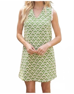 Зеленое платье-трапеция с ажурной вышивкой Voy