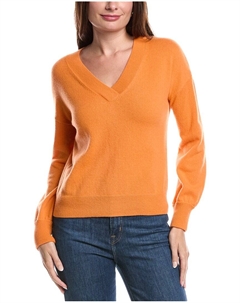 Форте Кашемир Свитер с V-образным вырезом и сборчатыми рукавами, оранжевый Forte cashmere