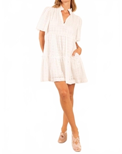 Белое мини-платье с вышивкой и ажурными вставками Heyson