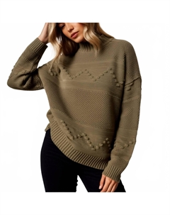 Габриэль вязаный свитер с высоким воротником оливково-зеленый Pink clover