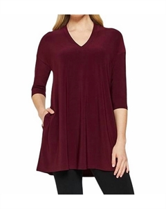 Туника с V-образным вырезом и сборками цвета граната, Pomegranate Sympli