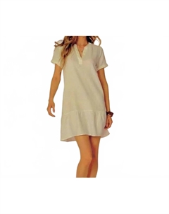 Белое платье с разрезом на горловине и воланами по подолу Bobi