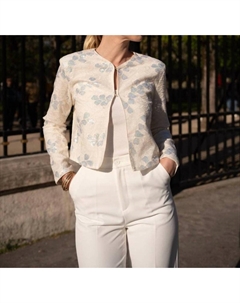 Жакет с цветочным принтом и пайетками в цвете экрю, Ecru Choklate paris