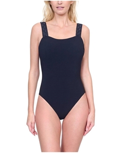 Готтекс Цельное платье с квадратным вырезом, черный Gottex