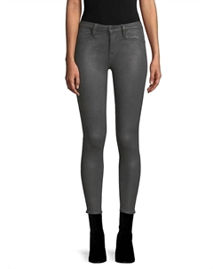 Джинсы-скинни Ali High Rise с покрытием Cigarette Stone серого цвета Frame