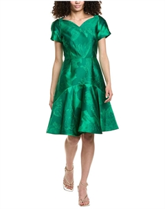 Тери Джон от Рики Фримен Жаккардовое платье трапеция, зеленый Teri jon by rickie freeman