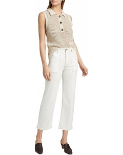 Натуральные стеганые прямые брюки белого цвета Frame