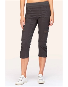 Растягивающиеся поплиновые укороченные брюки в цвете древесный уголь, Charcoal Xcvi